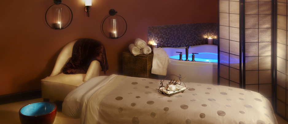 Potosa Spa Massage Room with two massage tables and whirlpool